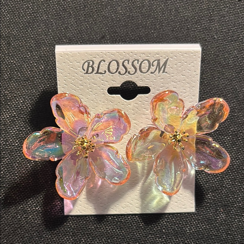 New Light Pink Holographic Petal Earrings